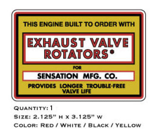 Sensation Exhaust Valve Rotators Decal – Vintage Reproductions