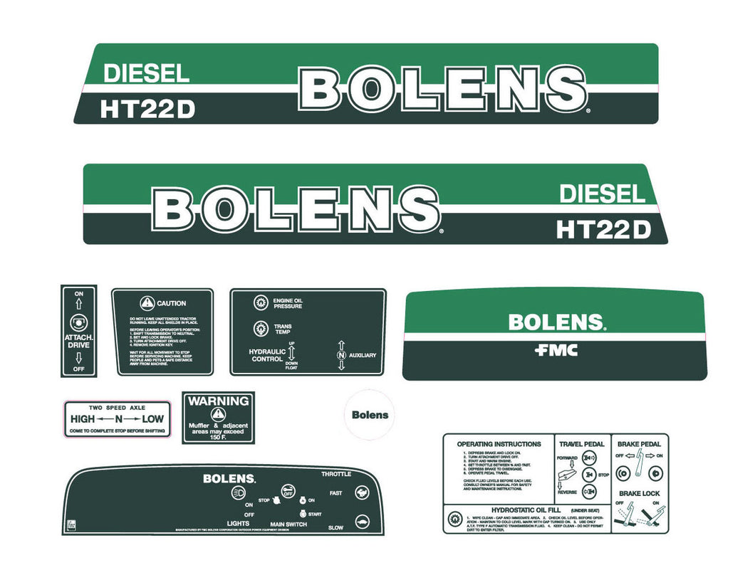 Bolens HT22D Decal Kit