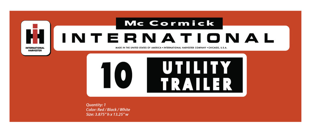 International Utility Trailer decal
