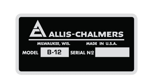 Allis Chalmers B-12 Manufacture label