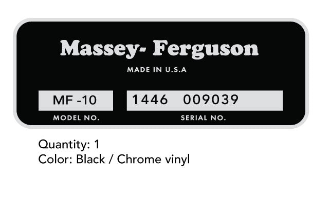 Massey-Ferguson Serial No. Decal