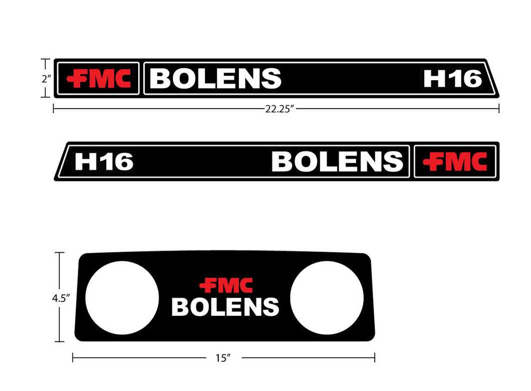 Bolens FMC H16 decal kit