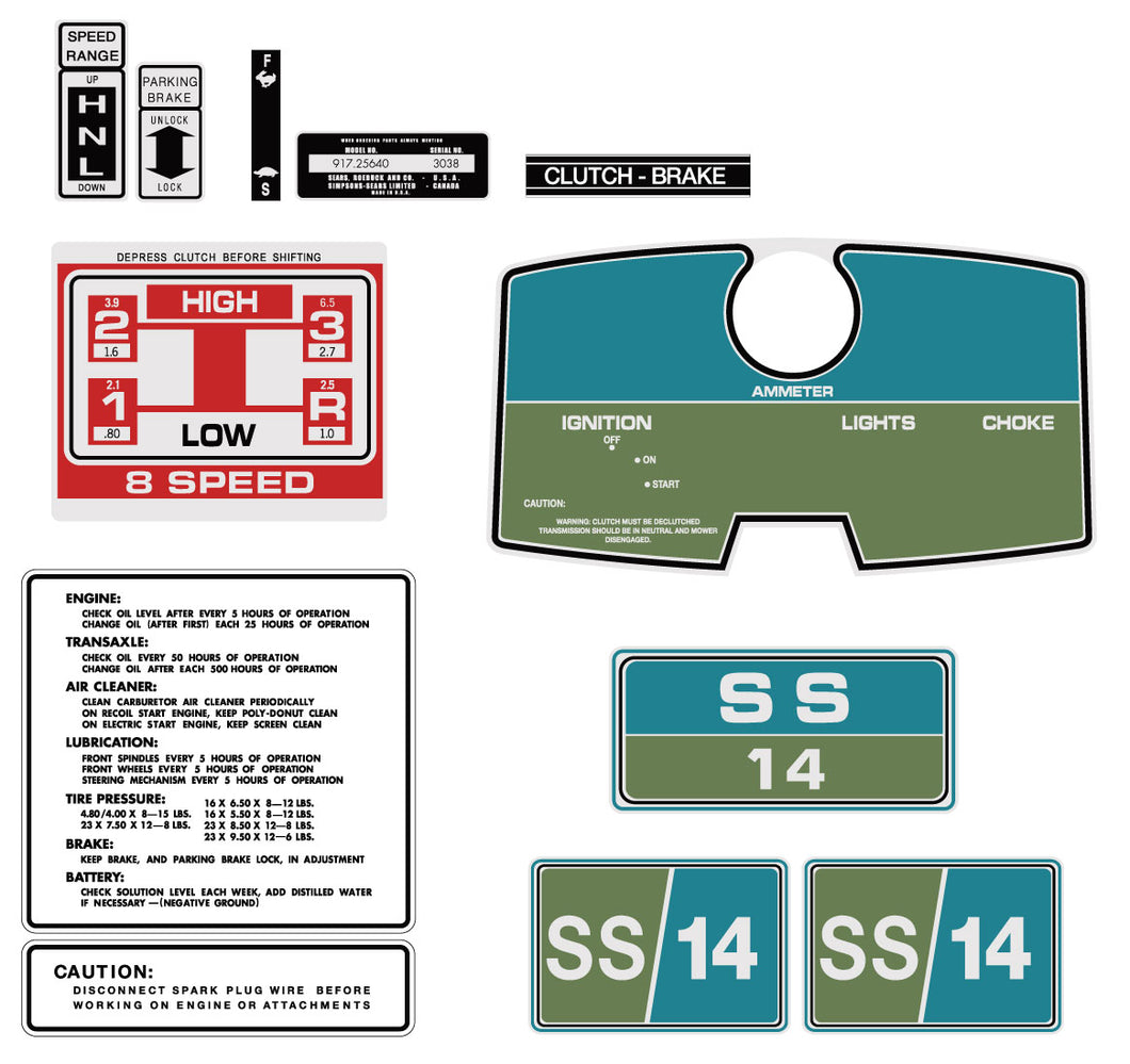 Sears SS 14 Early Version (Red Dash) Decal Set