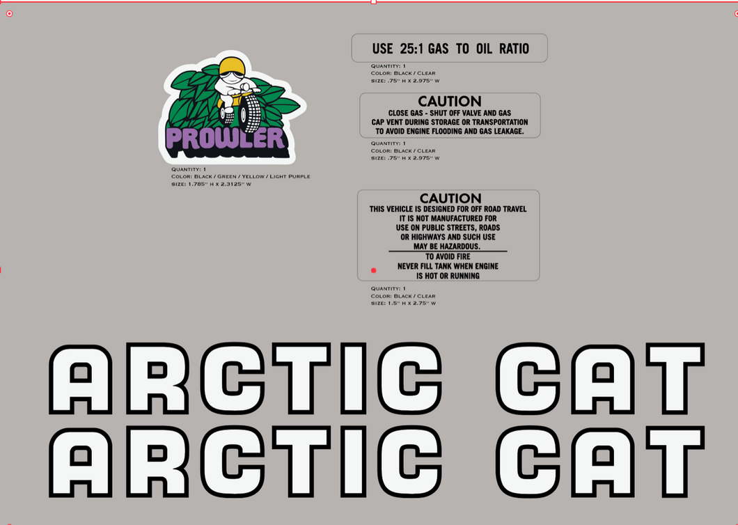 Arctic Cat Prowler Mini Bike Decal Kit
