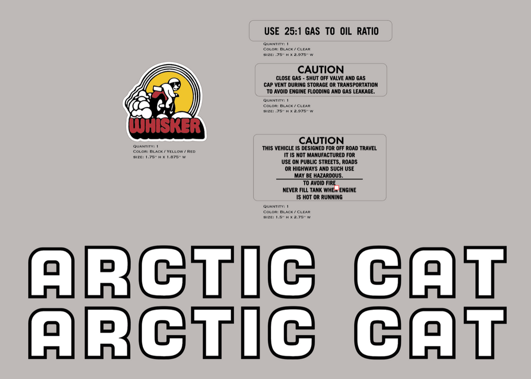 Arctic Cat Whisker Mini Bike Decal Kit