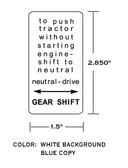 Simplicity 3414H Gear Shift Indicator Decal