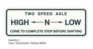 Bolens HT23 1985-87 Two Speed Axle Decal