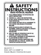 Ariens Safety Instructions Decal
