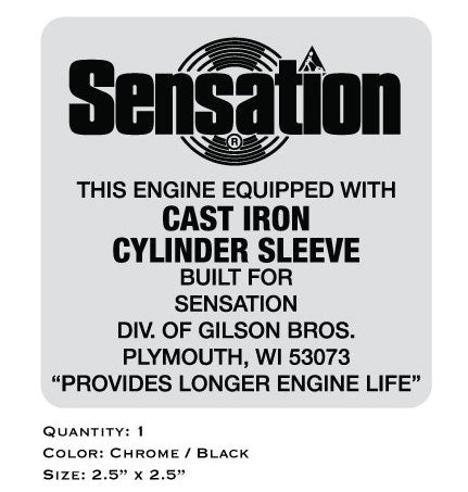 Sensation Cast Iron Sleeve Engine Decal