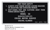 Colfax 30 Decal