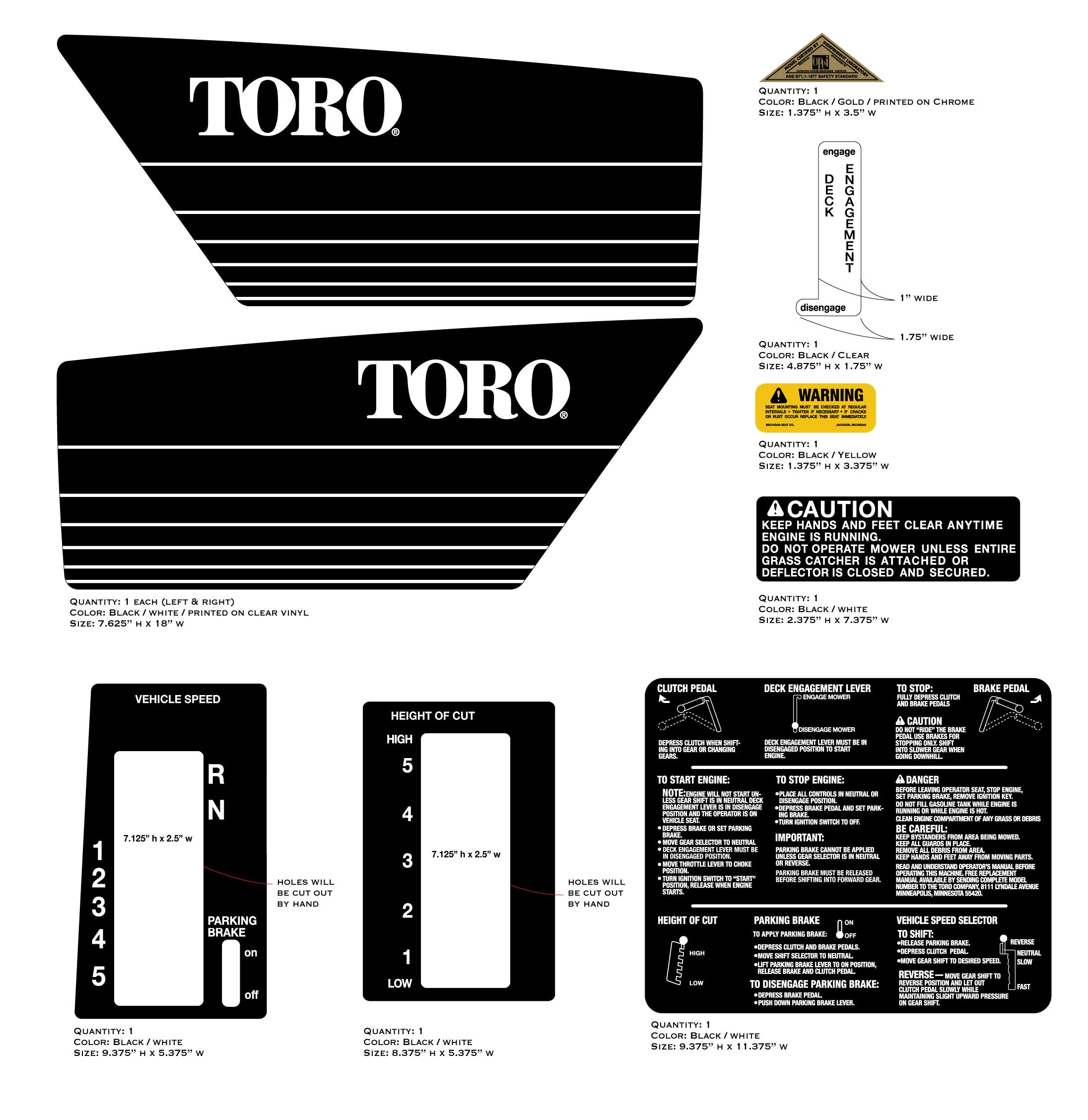TORO 1980 57300 Lawn Tractor Decal Kit – Vintage Reproductions