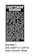 Sears Craftsman Lubrication Decal