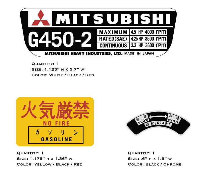 Mitsubishi G450-2 RPM Decals
