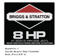 Briggs and Stratton 8HP Non-Synchro Engine Decal