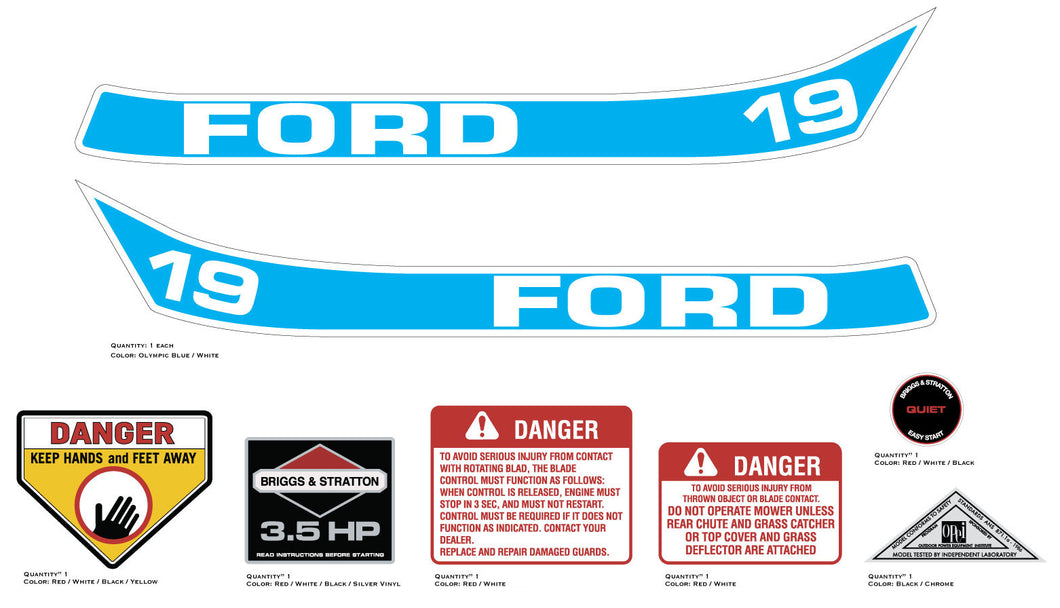 Ford 19 Pushmower Decals