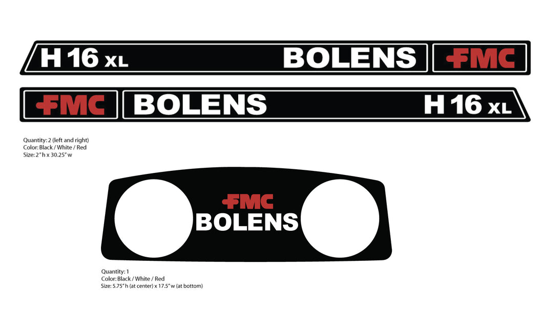 Bolens FMC H16xl Decal kit