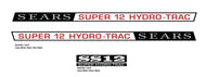 SEARS 1968 Super 12 Hydro-Trac Hood Decal kit
