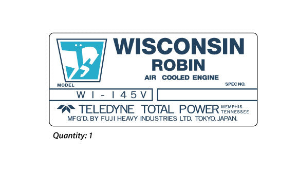 Snapper Air Cooled Wisconsin Robin Engine Decal