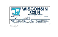 Snapper Air Cooled Wisconsin Robin Engine Decal