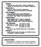 Sears SS 15 71-72 Engine Info Decal