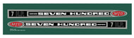 1968 MTD Seven Hundred Hood Decals