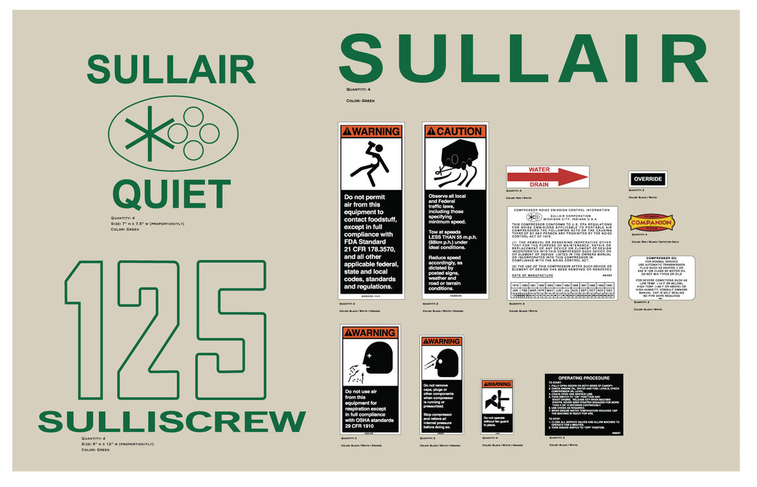 Sullair Compressor Decals