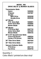 Allis Chalmers 900 Series PTO/Belt Information Decal