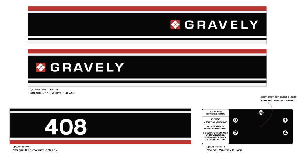 Gravely 408 Lawn Tractor Decals