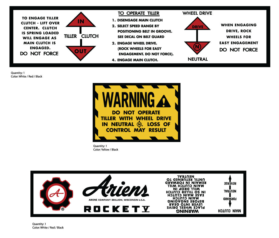 Ariens Sticker Ariens Rocket V Decal Kit – Vintage Reproductions