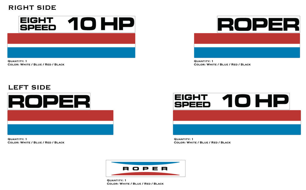SEARS / ROPER Eight Speed 10 HP Hood Decals