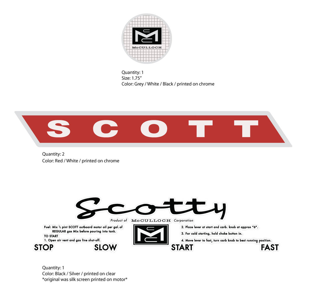 SCOTT Outboard McCulloch Motor Decals