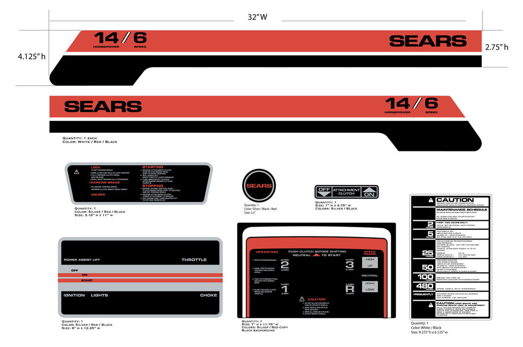 SEARS 1977 14/6 Decal Kit