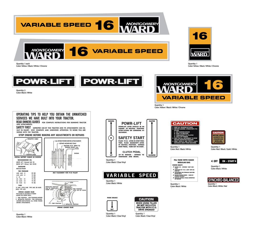 Montgomery Wards 16 Variable Speed Decal Kit