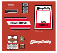 Simplicity Roticul 1002 Chainsaw Decal Kit