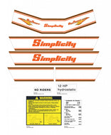 Simplicity 12HP Sun Runner Decal Set