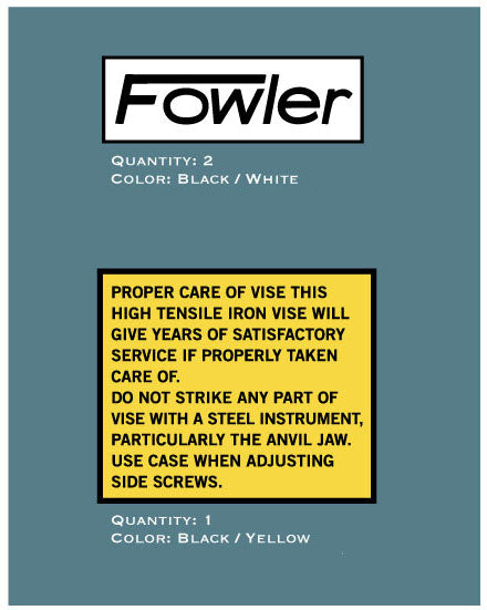 Fowler Vise Decals