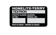 Homelite - Terry Chainsaw Serial Number Canada Decal