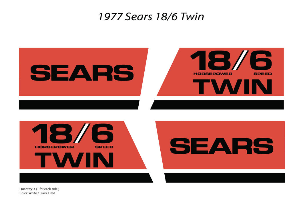 SEARS 1977 18/6 Twin Hood Decals