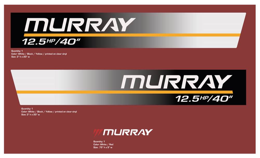 Murray 12.5hp Hood Decals