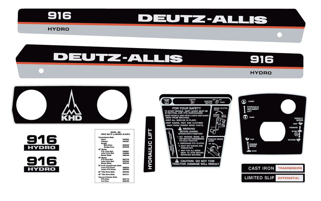 Deutz-Allis 916 Hydro decal kit