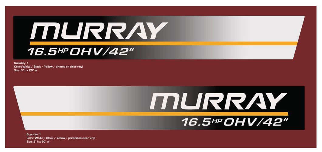 Murray 16.5hp Hood Decals