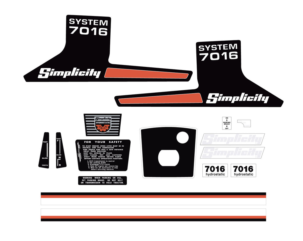 Simplicity 7016 Sytem Decal Kit