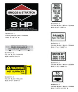 Briggs & Stratton 8HP Engine Decals