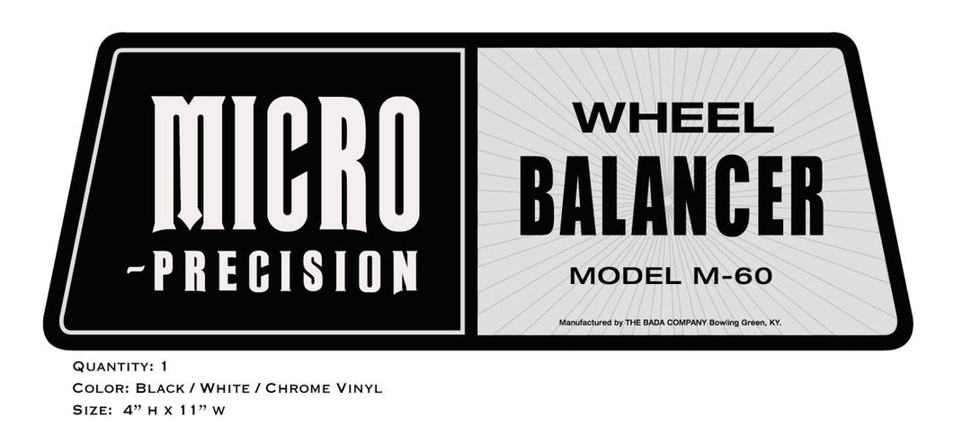 MICRO Precision Wheel Balancer Model M-60 Decal