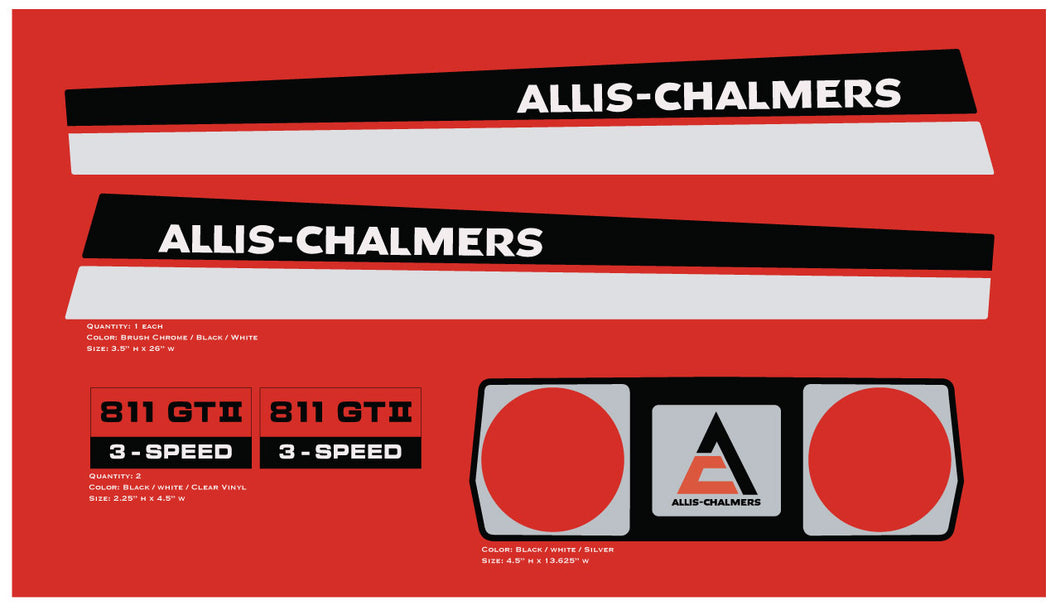 Allis Chalmers 811 GT II 3-Speed Hood Decals