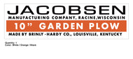 Jacobsen 10” Garden Plow Decal