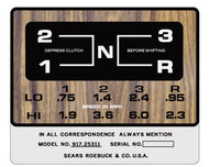 SEARS 1968 Suburban Super 12 Shift Plate Decal