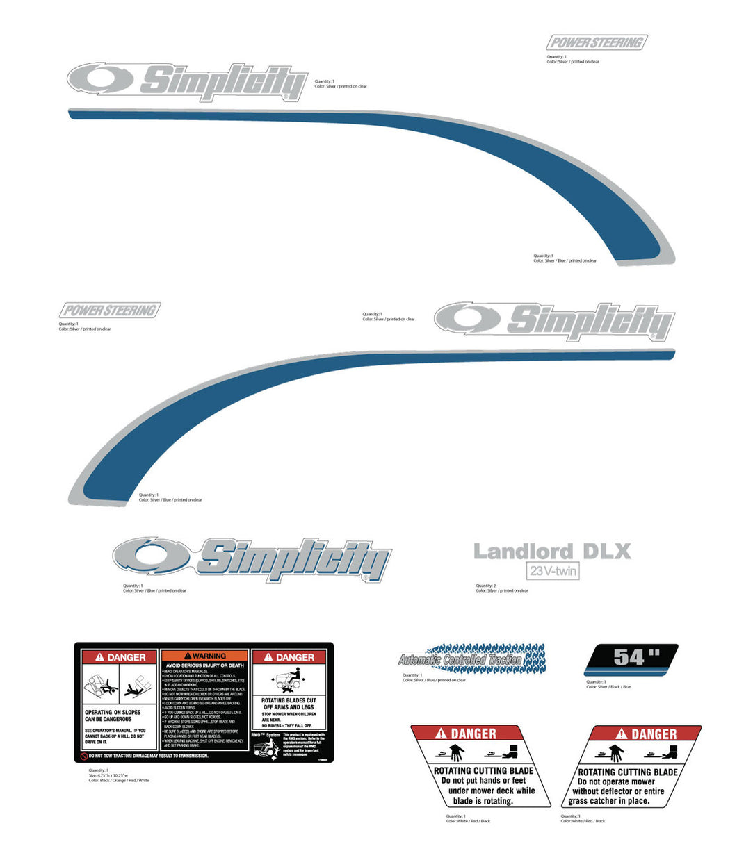 Simplicity Sovereign Landlord DLX  23V-twin decal kit