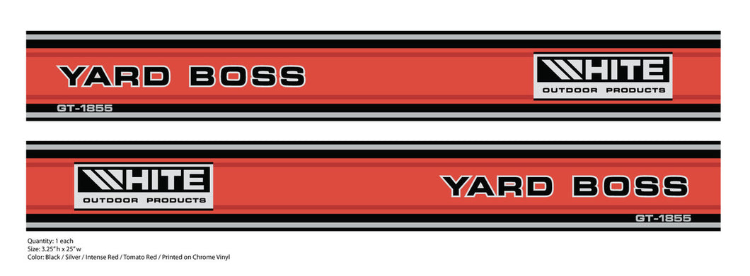 WHITE Yard Boss Lawn Tractor Hood Decals