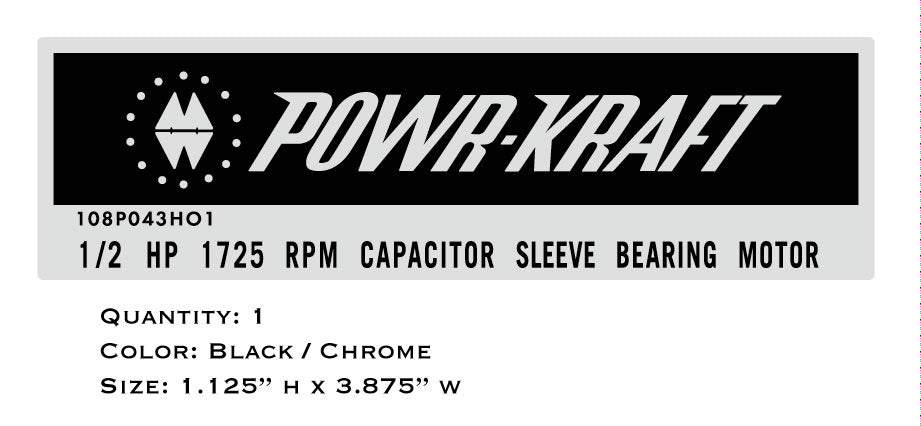 Powr-Kraft Bearing Motor Decal